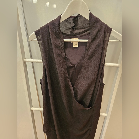 Dark grey chiffon sleeveless dress S - Picture 3 of 4